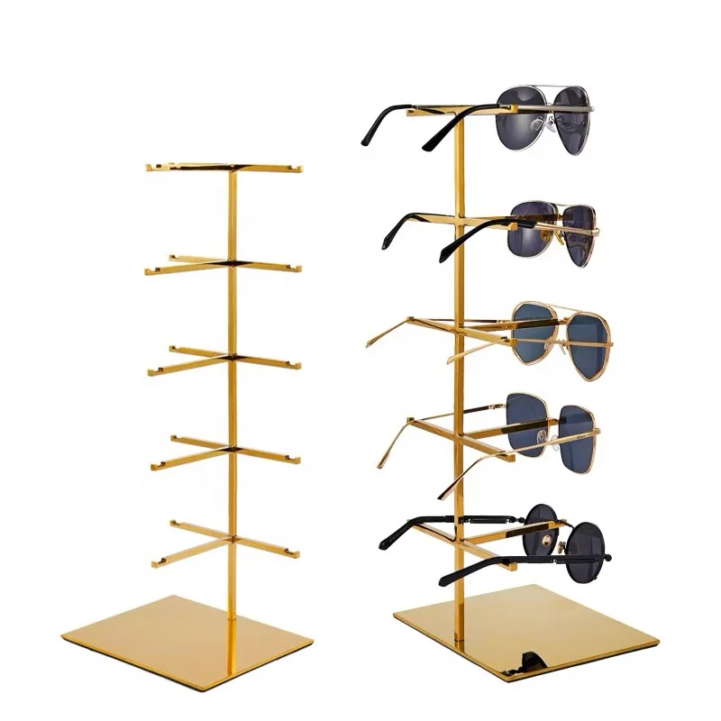 customized.Customized Counter Top Stainless Steel Eyeglasses Display Rack Holder Shiny Silver Black Sunglasses Display Stan