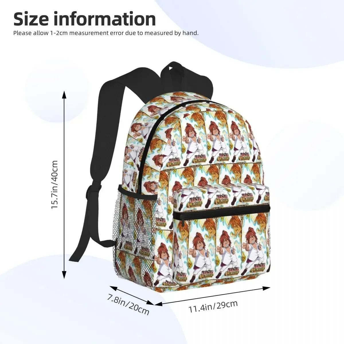 Happy Fairy Tail Student Backpack School Bag Hiking Travel Daypack for Men Women Fashion Bookbag Shoulder Bags