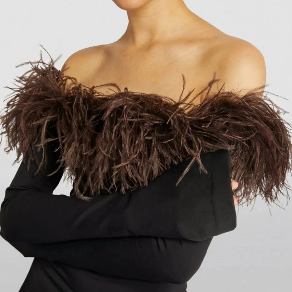 6 10 Ply Natural Ostrich Feather Boa 0.5 1 2 3M Fluffy Feather Trim for Wedding Bridal Dress Shawl Party Costume DIY Decoration