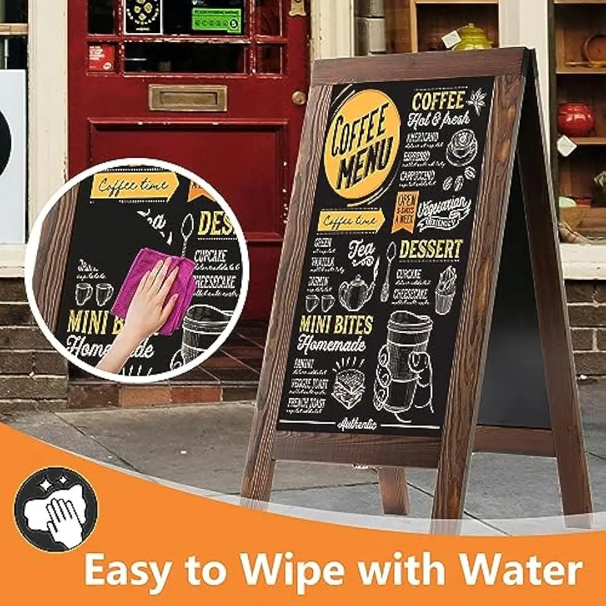 Placa de quadro de pinho rústico de 40x20 polegadas, placa de menu externa com moldura A para lojas e eventos