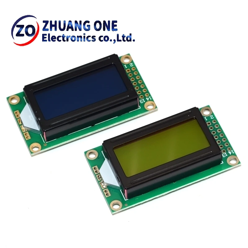 

8 x 2 LCD Module 0802 Character Display Screen Blue / Yellow Green