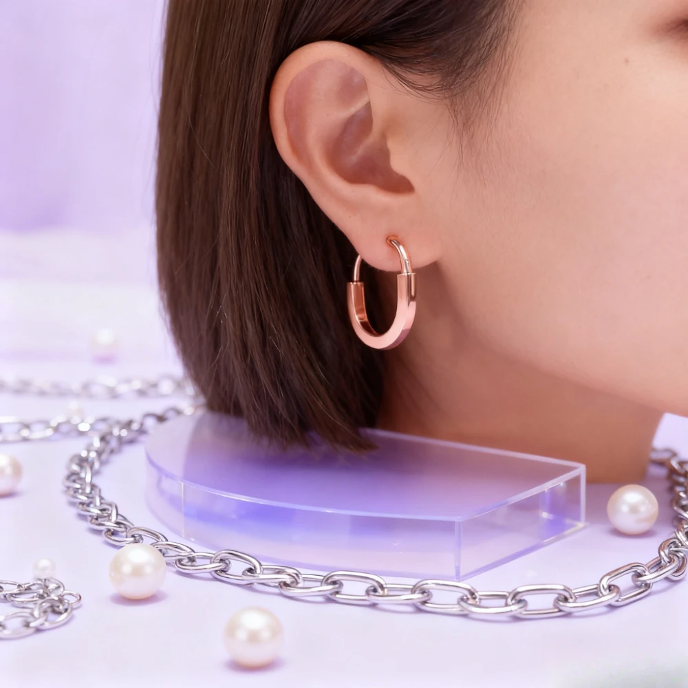 

2025 Trendy Jewelry allergy resistant earrings, U-shaped women's high-end luxury jewelry earrings, wedding anniversary gift