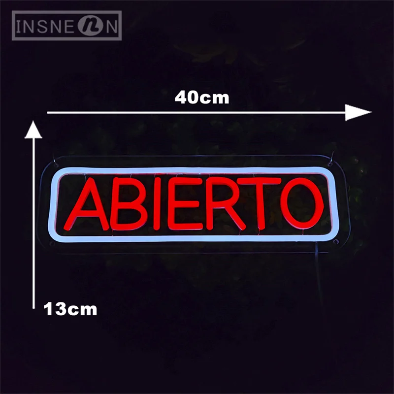 Abierto Neon Sign Abierto LED Light Open Neon Signs For Business Spanish Restaurant Open Signage Food  Custom LED Sign USB Power