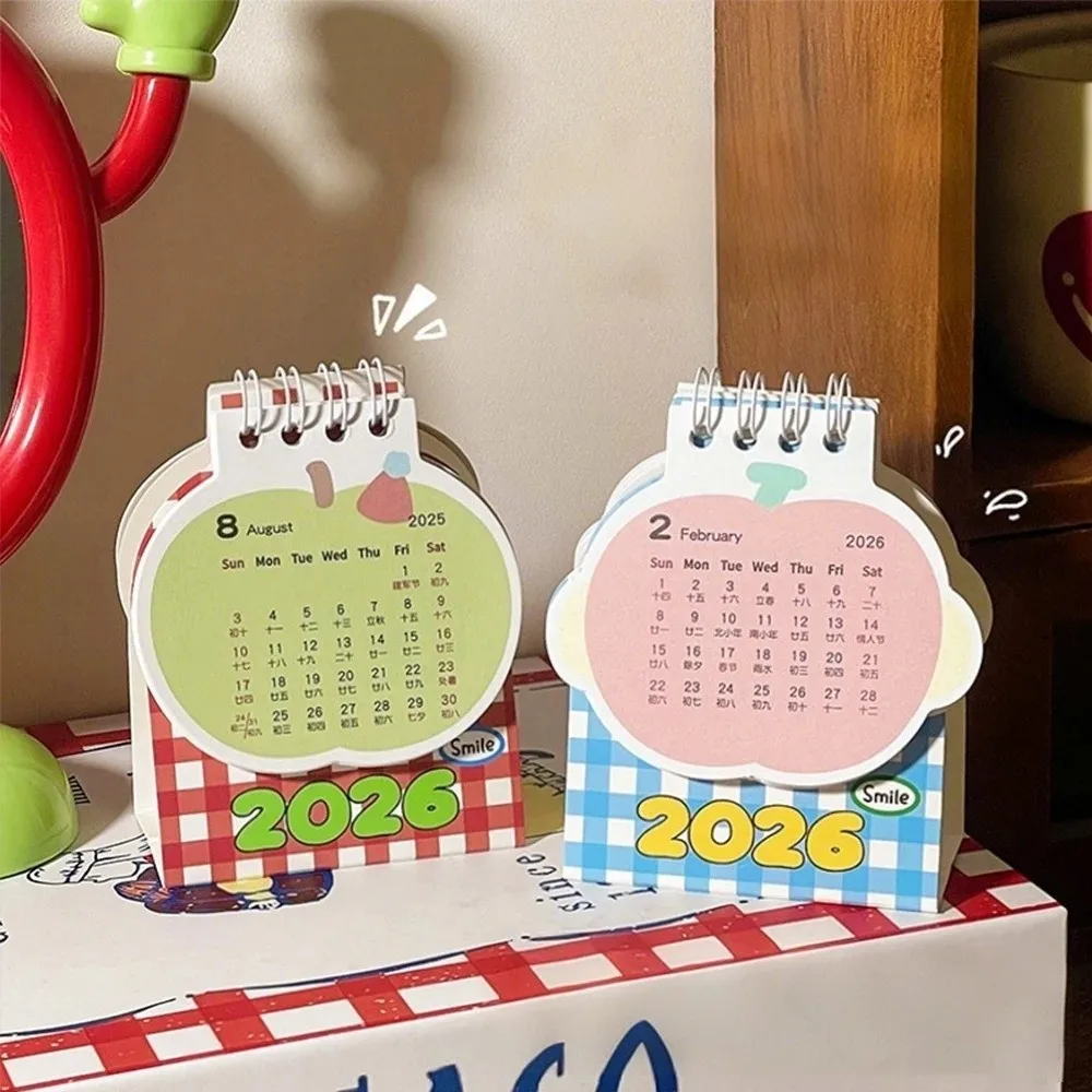 Cute Mini 2026 Desk Calendar Cartoon Coil Binding Schedule Planner Portable Daily Planner Desktop Decoration
