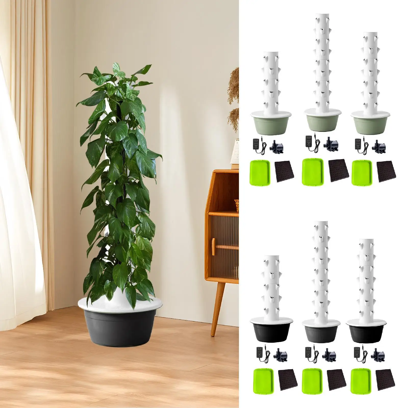 

Hydroponics Growing System Hydroponic Tower Plant Germination Kit for Peppers Flowers Gardening Lover Indoor Outdoor Vegetables