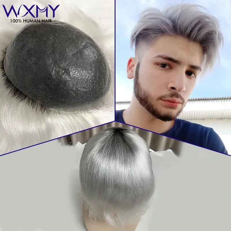 

Durable 0.08mm Knotted Skin Male Hair Prosthesis 6" Indian Human Hair Toupee Men's Capillary Prosthesis Natural Wig for Men Unit