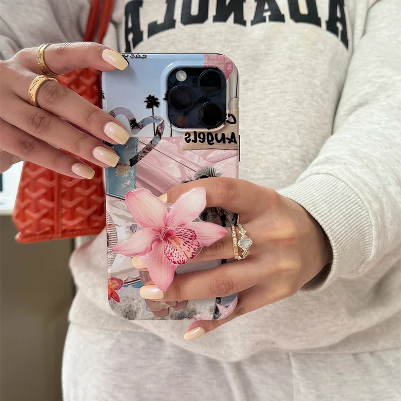 

Hot Acrylic Orchid Phone Holder Socket Folding Phone Grip Mobile Phone Ring Buckle Stand For Universal Smartphone Accessories