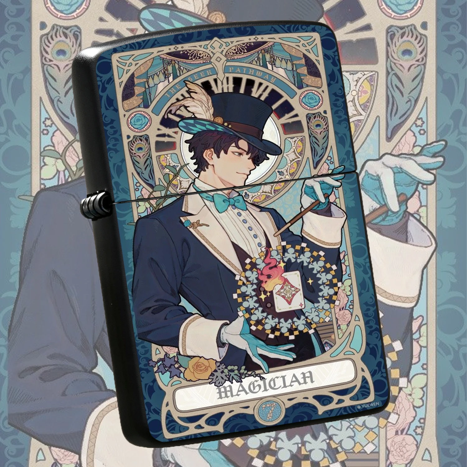 Vintage Art Nouveau Magician Pattern Inspired by Mysteries Tarot Style, Exquisite Retro Art Printed Durable Housing Pocket, Unique Anime Peripheral Collectible Gift for Manga Fans, PORTABLE Stylish Daily Use Ignition TOOL for Men A fun and