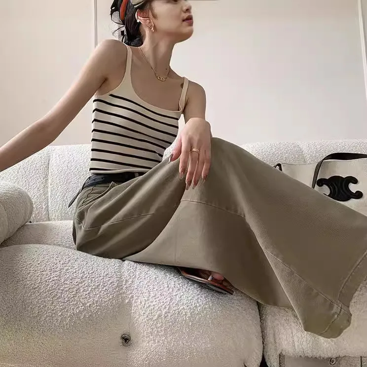 

738, летняя новинка во французском стиле с квадратным вырезом и открытой спиной, черно-белая полоска, облегающая посадка, красивая верхняя одежда на бретельках сзади