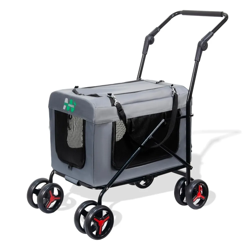 

Pet Stroller with Detachable Wheels, Cat Carrier Dog Carrier, Adjustable Mesh Windows, Portable Pet Travel Bag, Travel Foldable