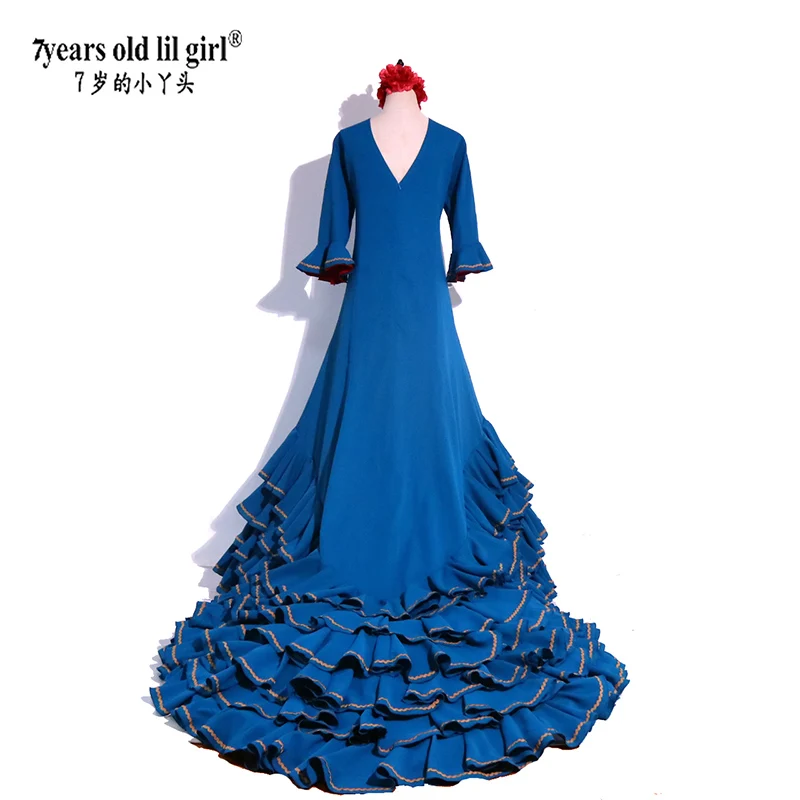 Saia batata de flamenco espanhollilgirl de 7 anos com um casaco e uma lata dentro para trajes de performance femininos cwq41