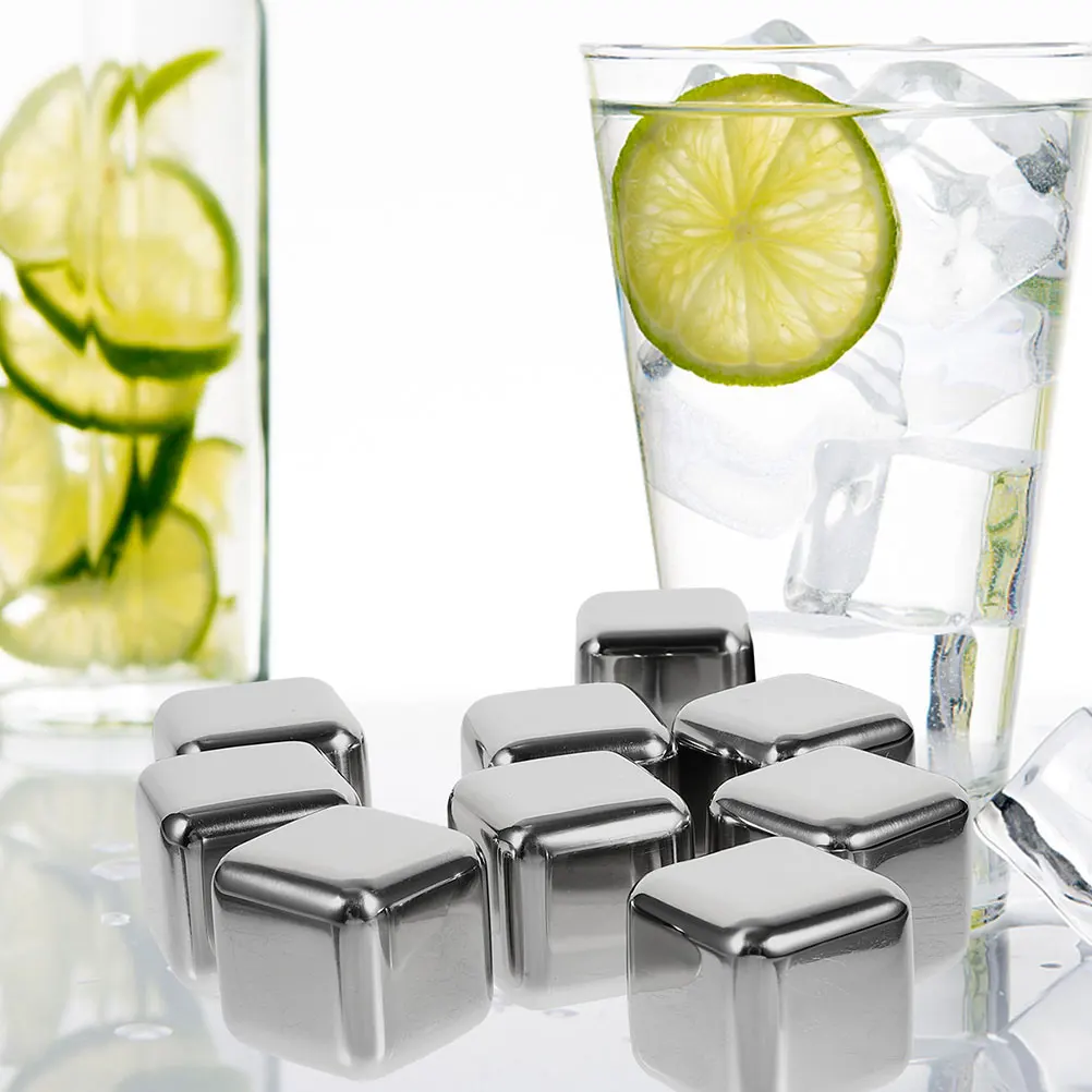 

4 Pcs Stainless Steel Ice Cubes Reusable Metal Stone Drinks 304 Stones for Chilling Spheres
