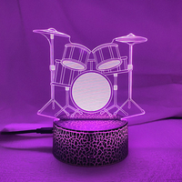 Creative Drum Set 3D Lamp 7 Color Change Remote/ Touch Switch LED 3D Night Light lights Musical Instruments Atmosphere lamp