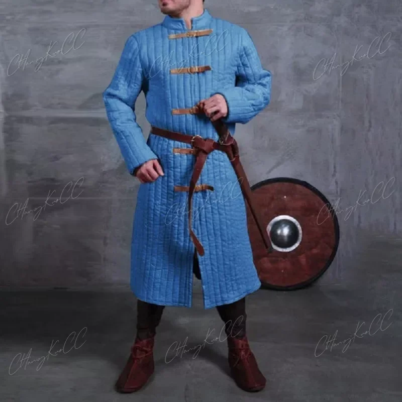 Middeleeuwse Gambeson Gewaad Larp Viking Krijger Ridders Kostuum Doublet Mannen Kogelvrije Vesten Trench Aketon Outfit Jas Voor Volwassenen