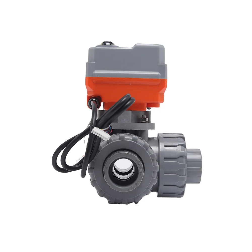 3/4IN CPVC DC24V Intelligent Modulatingl motorized three way valve 3 way flow control valve