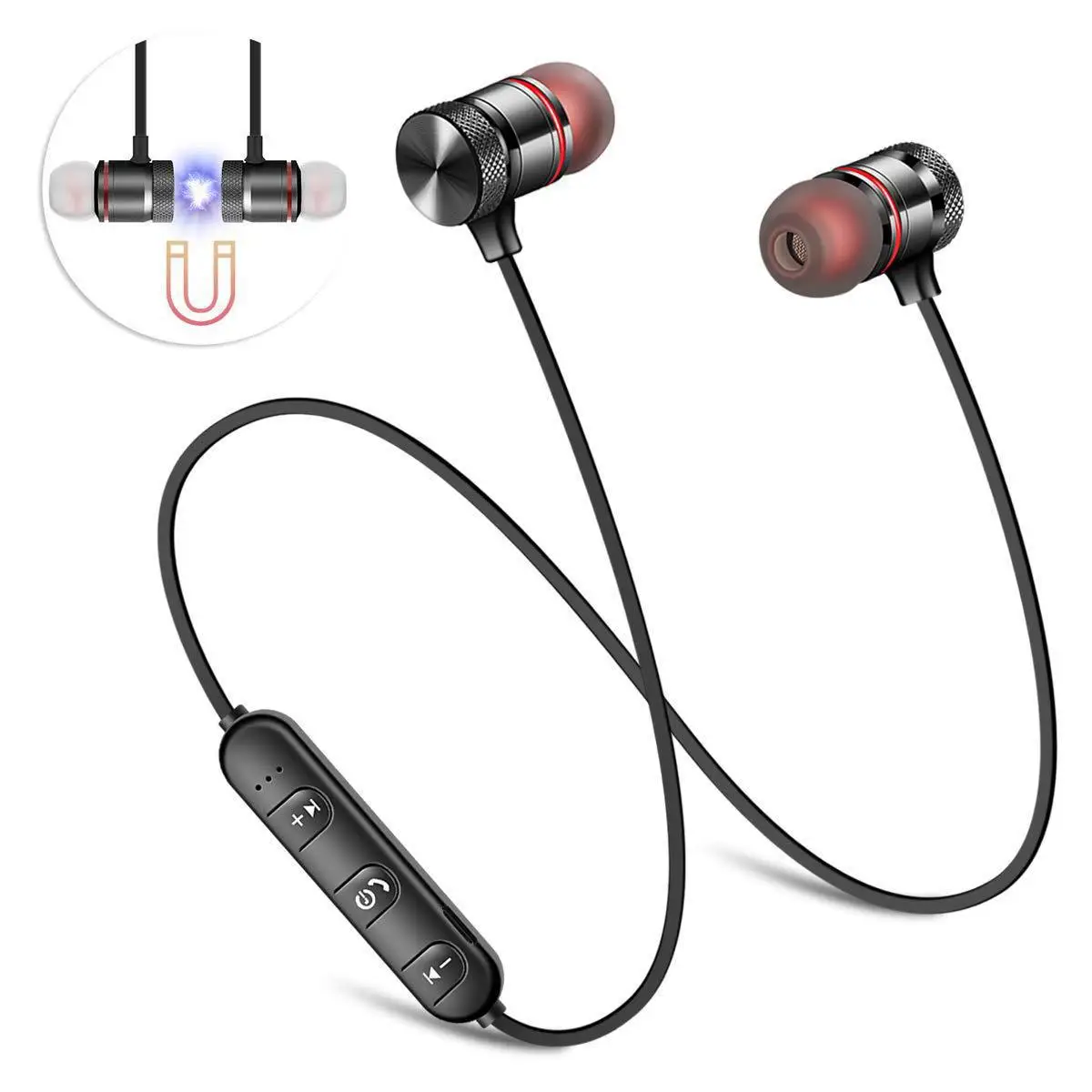 Neckband In-Ear Earphones With Mic Magnetic Adsorption Wireless Bluetooths Headset Sports Gaming Headphone Wired All Smartphones