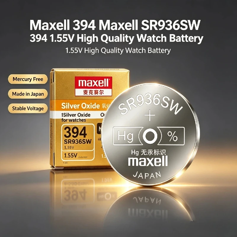 1.55V Long‑Lasting Silver Oxide Button Battery SR936SW 394 Maxell 1‑10PCS for Watch Calculator Toys Small Gadgets