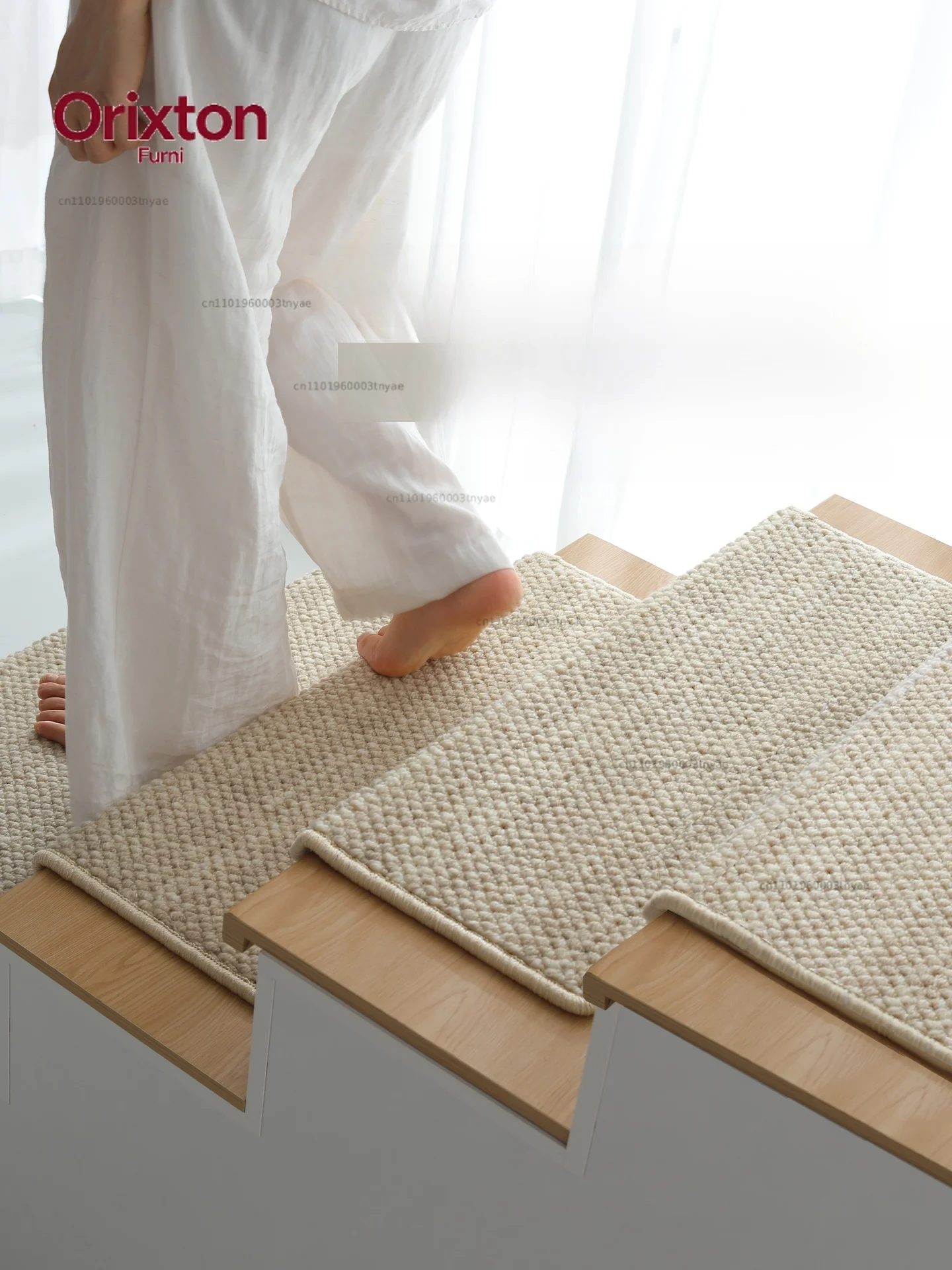 New Zealand Wool  Wood Stair Soundproof Step Mat Villa Marble Stairs No Glue Self Absorption Anti Slip Carpet