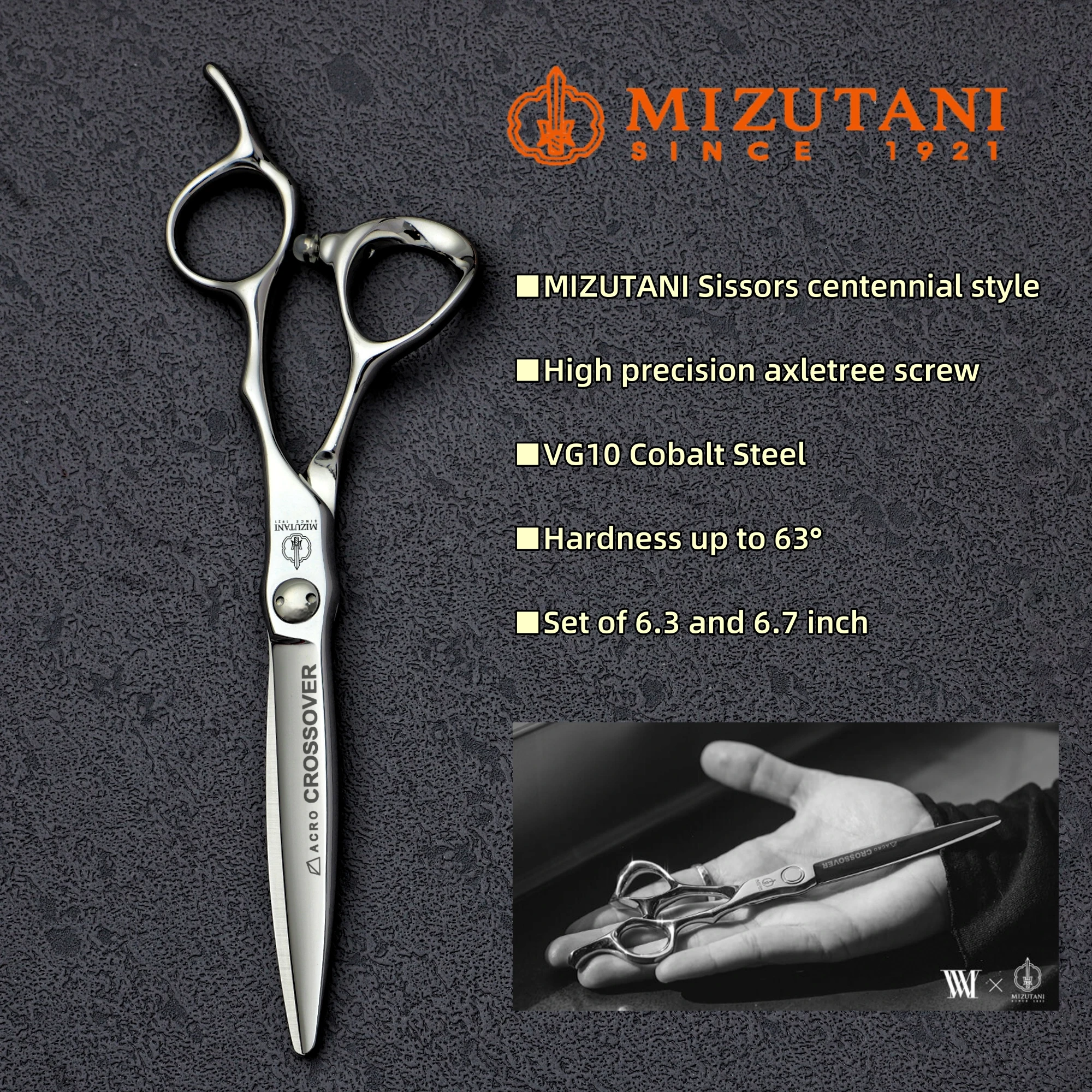 

MIZUTANI professional hairdresser scissors barbershop tools hair cutting machine 6.0-6.3-6.7 inch VG10 steel barber stuff