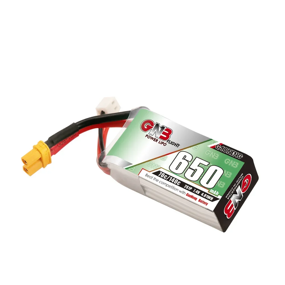 GAONENG GNB 마이크로 항공기 쿼드콥터 R/C 레이싱 드론용 Lipo 배터리, JST/XT30 플러그/USB, 650mAh, 2S, 7.4V, 70C, 140C, 7.4V, 550 mAh