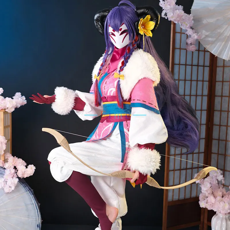 أزياء الصيادين الأبدية التأثيرية للنساء بدلة حفلات لطيفة مع قناع لعبة LOL زي كرنفال الهالوين مصنوع حسب الطلب