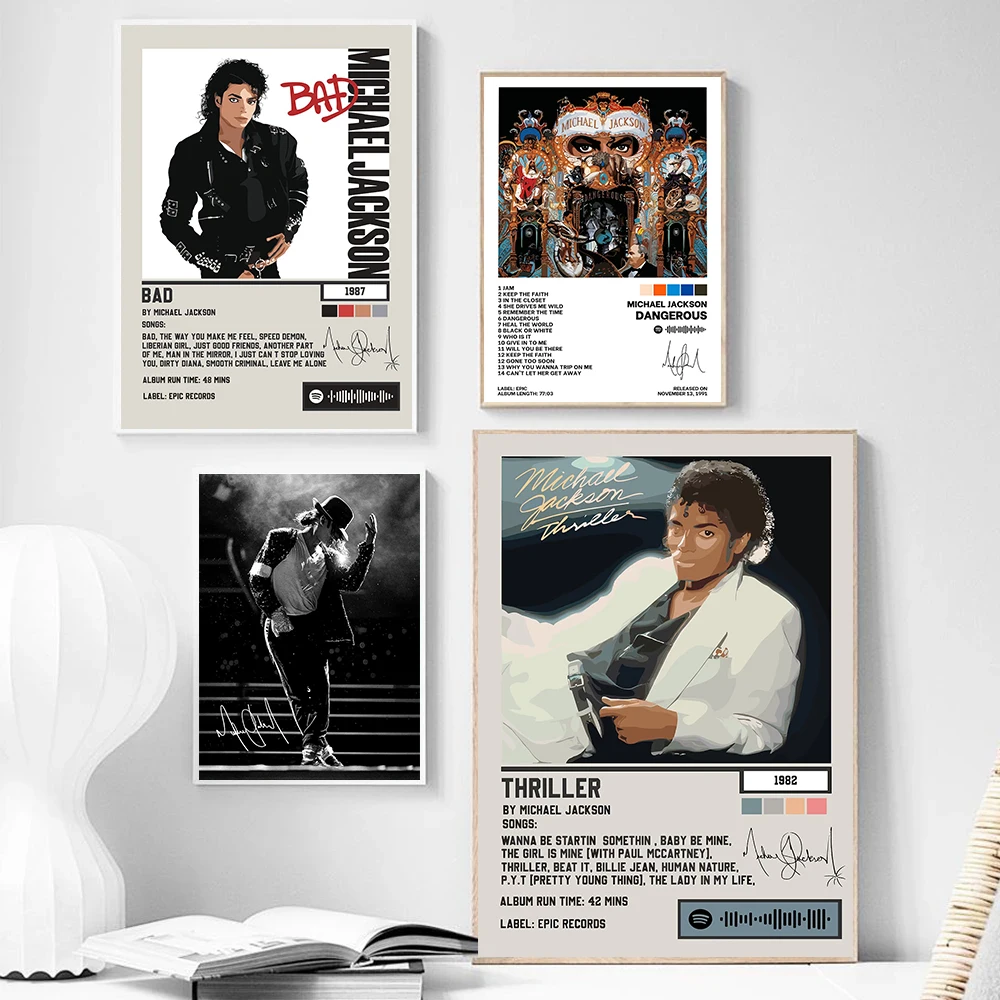 Popular Singer Michael Jackson Portrait Poster Moonwalk Photography Modern Prints Canvas Wall Art Picture Home Living Room Decor