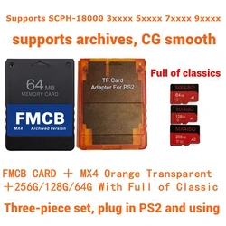 PS2 MX4ISO TF SD Card Adapter For ALL PS2 Consoles + FMCB Card + 256G/128G/64G PS2 ISO SD Card choose combination package