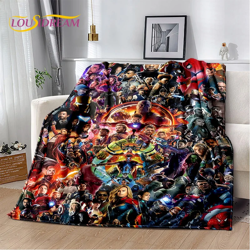 Superhero Marvel Avengers Spider Man Cartoon Soft Flannel Blanket for Beds Bedroom Sofa Picnic,Throw Blanket for Cover Kids Gift