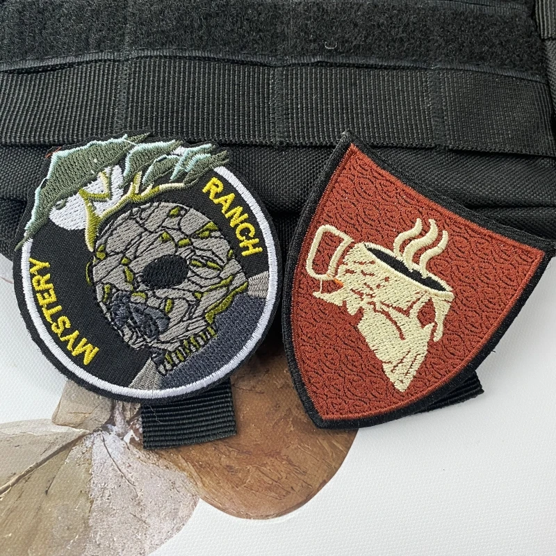 American MK2 Espresso Hook and Loop Embroidered Weapons Are Omnipotent Patches Skull Coffee Badge Mystery Ranch Tactical Sticker