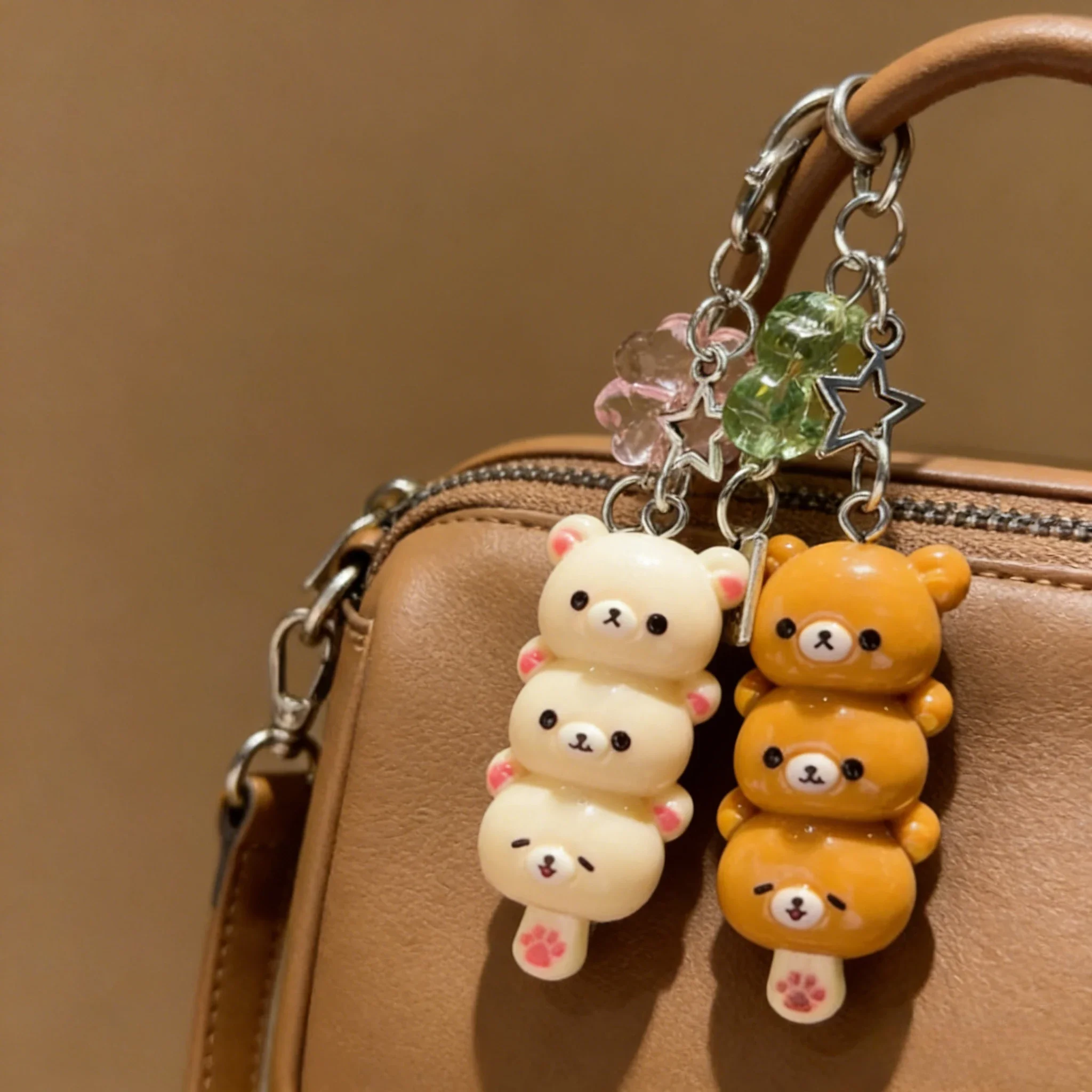 Rilakkuma Kartenhalter Foto-Schutzhülle Cartoon Anime Plüsch-Schlüsselanhänger Weicher Schlüsselring Taschenanhänger Schlüsselkette Zubehör für Geschenke – Detail 5