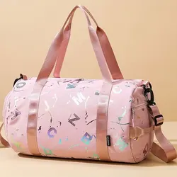 Bolso de gimnasio para niña y niño, bolsa de Yoga, deporte, baile, Graffiti, viaje, Fitness, separación seca y húmeda, cruzado, ocio, letras impresas