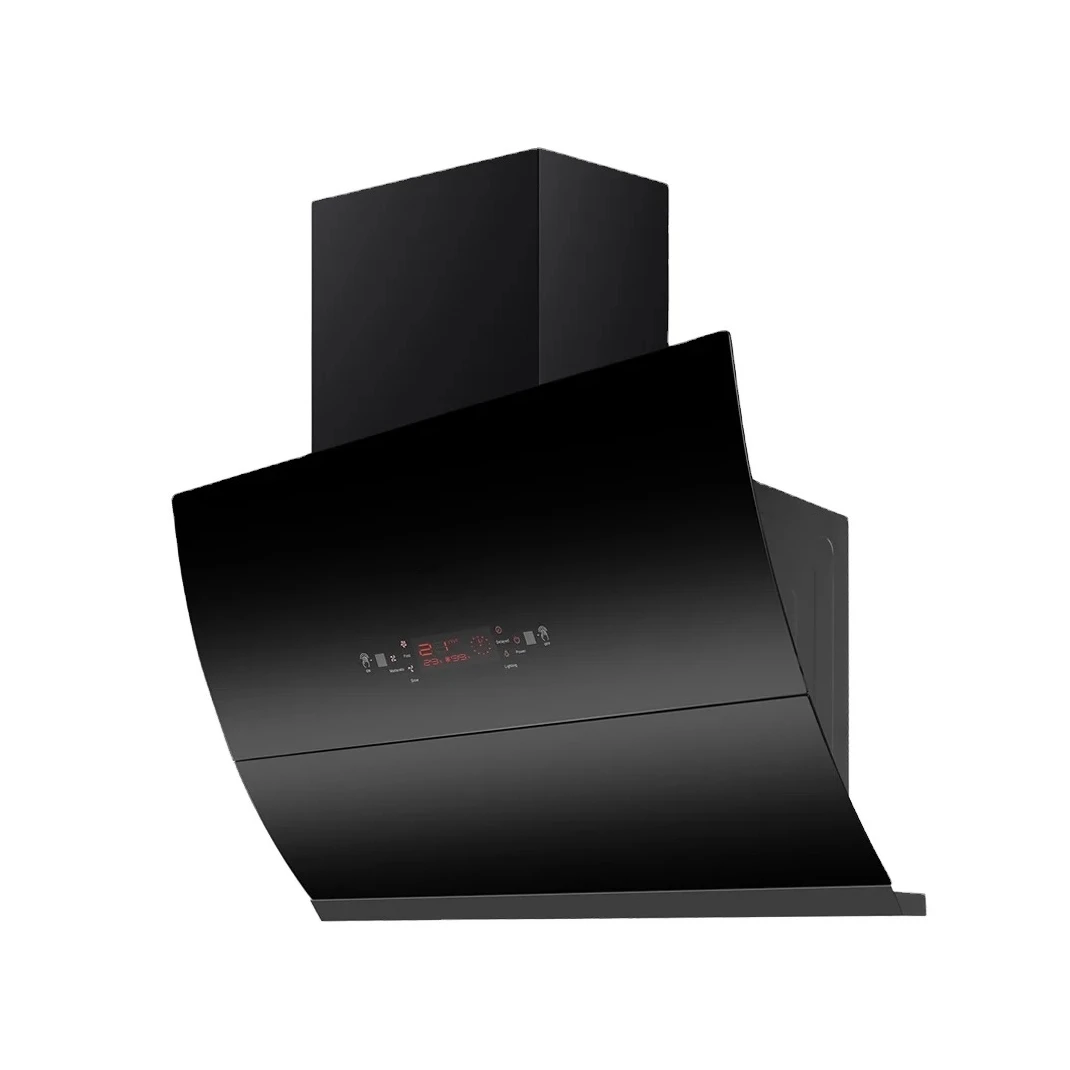 

90cm AI Automatic Electric Cooker Hood Delayed Shut-Off Black Glass Chimney Recirculating Slide-out Vented Range Hood Kitchen