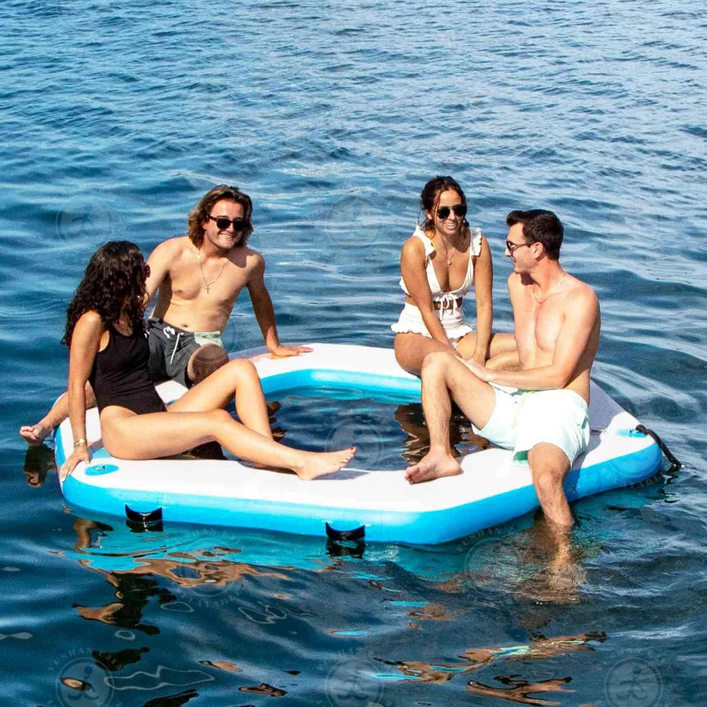 

10ft Water Hammock Air Floating Sup Swimming Deck Platform Fishing Inflatable Hex Mesh Dock PVC Material 100-500kg Capacity 5-10