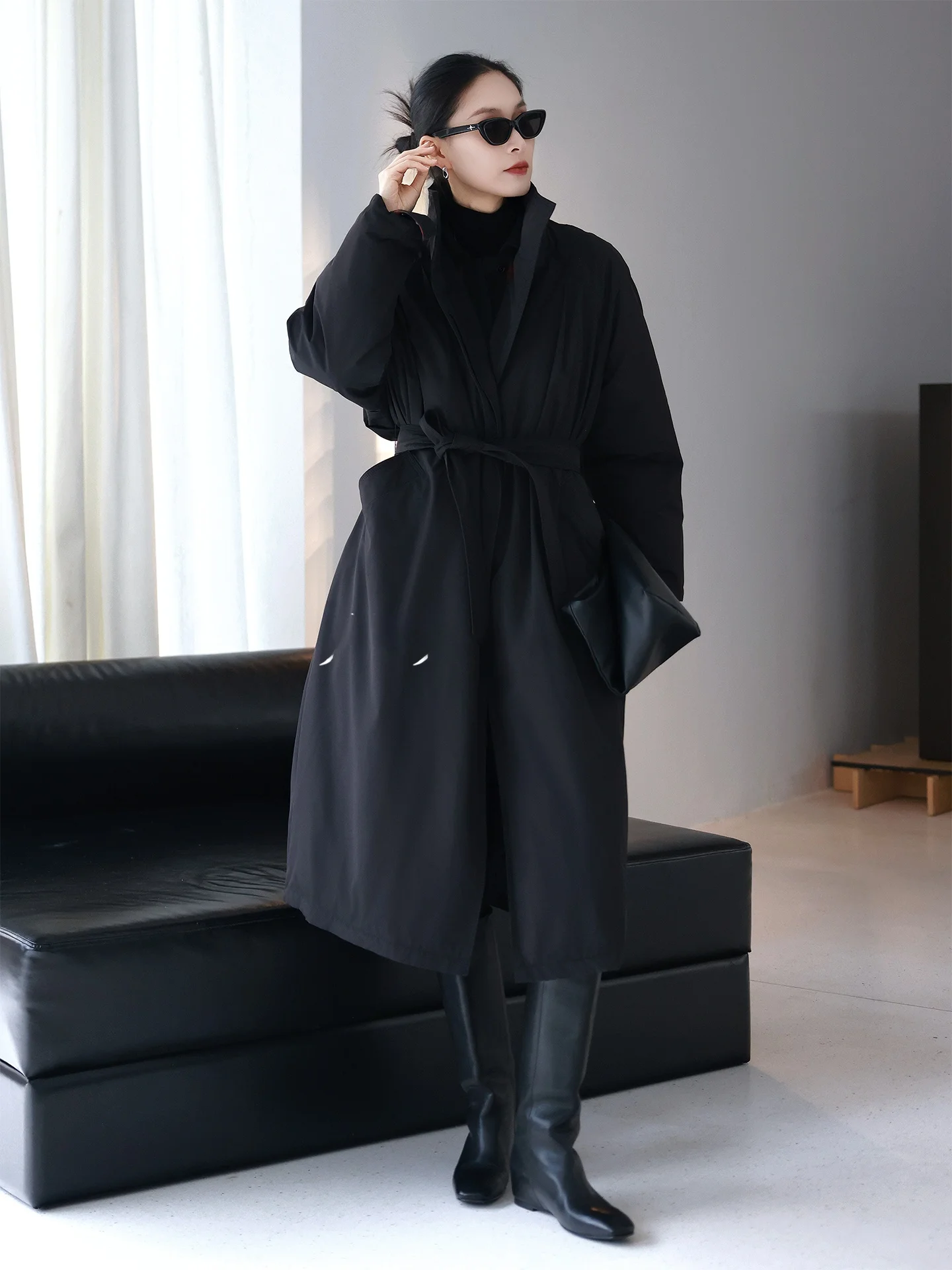 

Зимнее пуховое пальто Jieji Zhang с высоким воротником, приталенное, универсальное, из гусиного пуха, с длинными рукавами, повседневное, женское