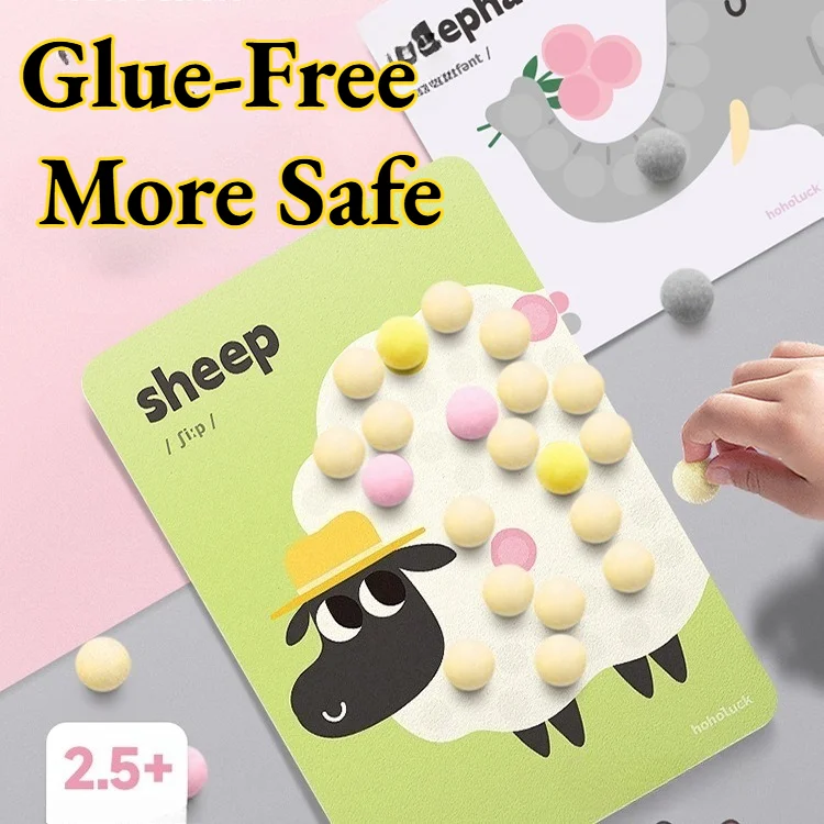 

Fluffy Balls Painting Children's Handmade Glue-Free Hairball Paste Concentration Baby Fine Action 2-year-old 3-year-old Toy