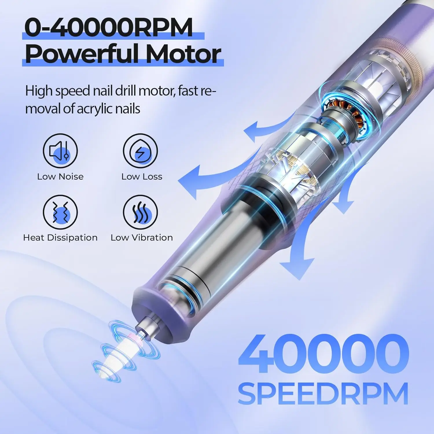 Professional Electric Nail Drill Kit: 40000RPM High-Speed Machine with LCD Display for Salon and Home Manicure