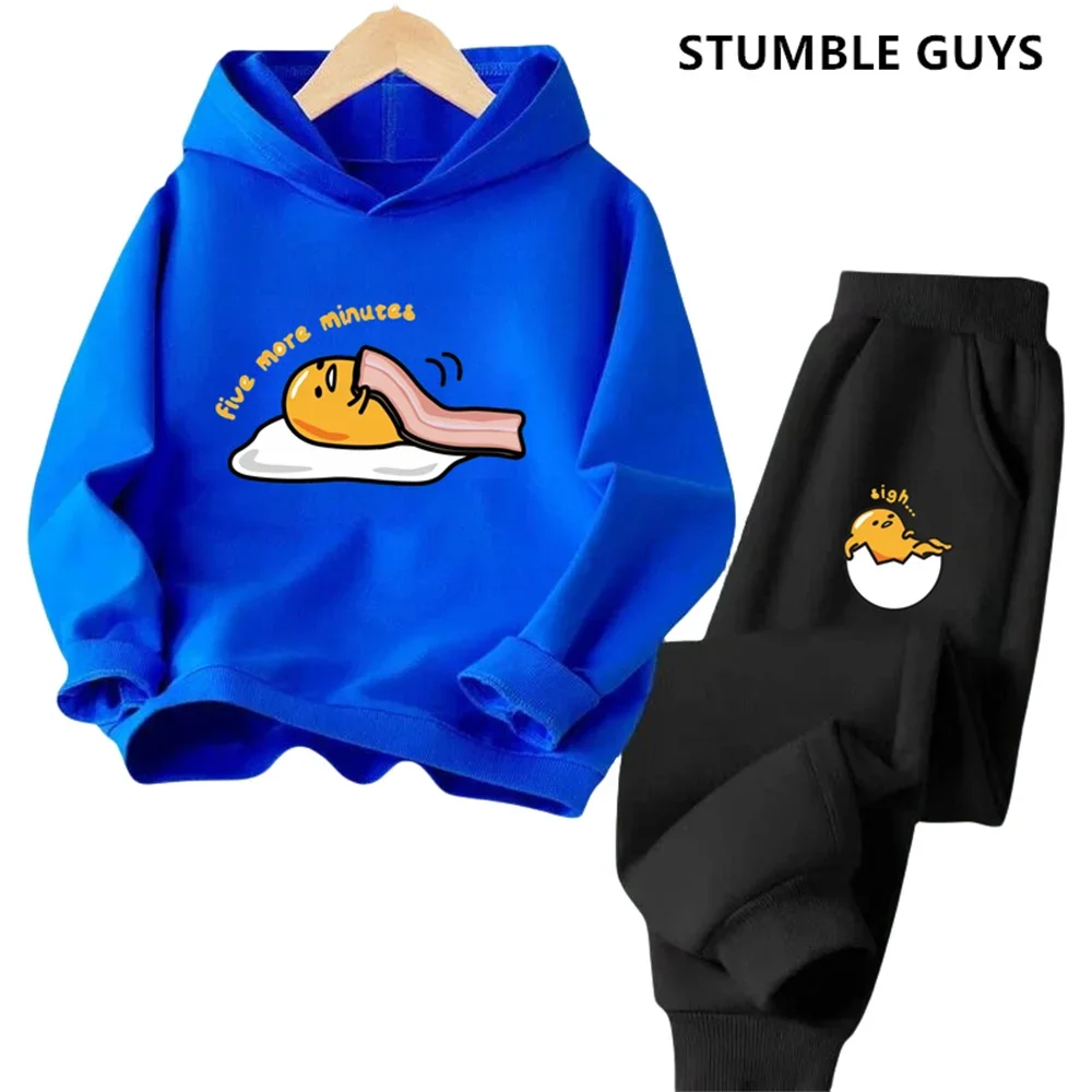 كنزة بغطاء رأس للأطفال مع طباعة كرتونية للأولاد والبنات ، كنزة رياضية جميلة ، بلوزة بأكمام طويلة ، طقم ركض غير رسمي ، ملابس سانريو ، 2P