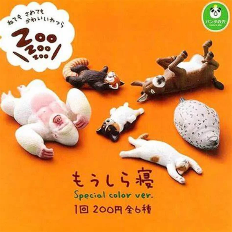 Original TAKARA TOMY Funny Gashapon Zoo Sleeping Posture Anime Action Figure Model Toys Gift for Children Collection Ornament