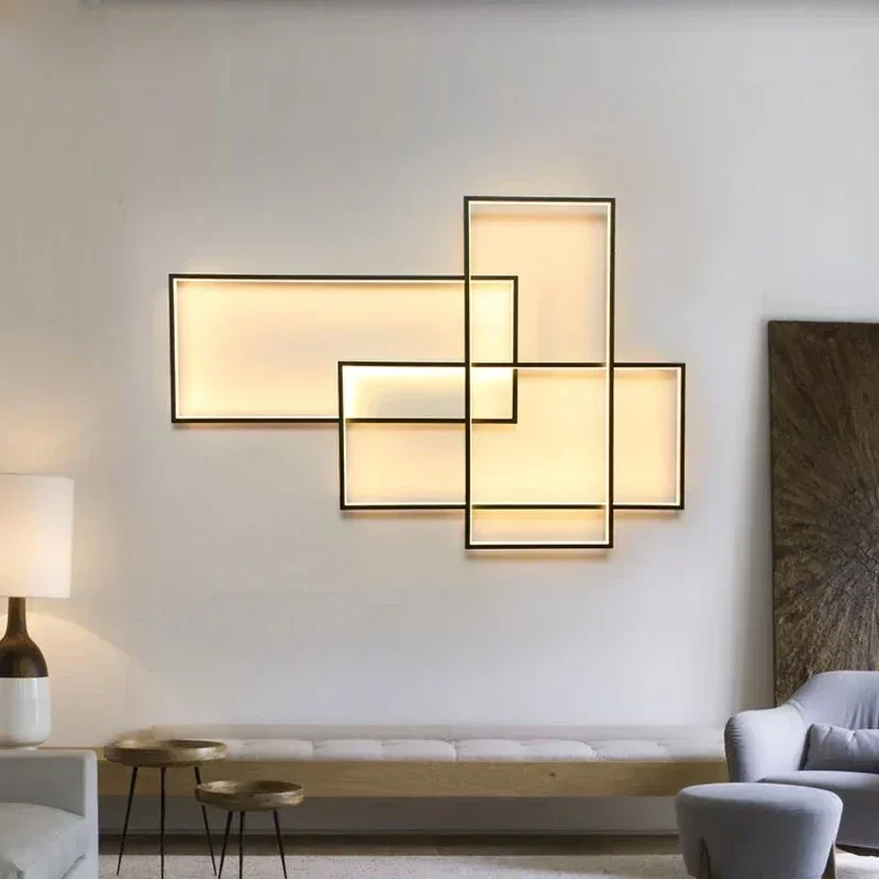 

Modern Geometry Led Wall Lamp Living Room Background Lamparas Home Decor Bedroom Bedside Lights Corridor Stair Sconce Luminaire