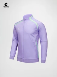 Kelme Football Training Sports Knitted Jacket Men's Stand Up Collar Cardigan Contrasting Sportswear Running Training Jacket