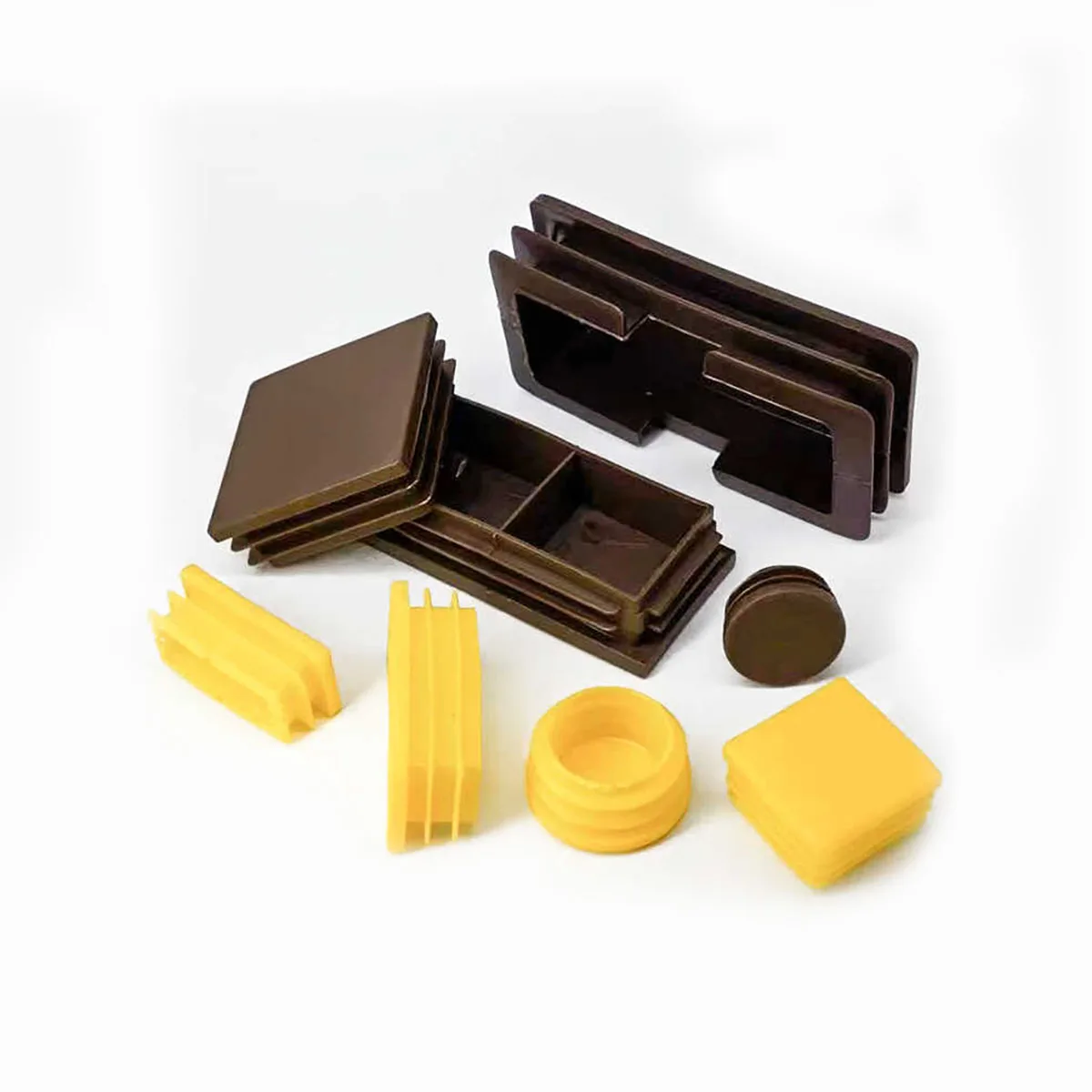 Rectangle Round Square Plastic Blanking End Caps Tube Pipe Inserts Plug Table Chair Furniture Foot Cover ﻿Yellow Brown