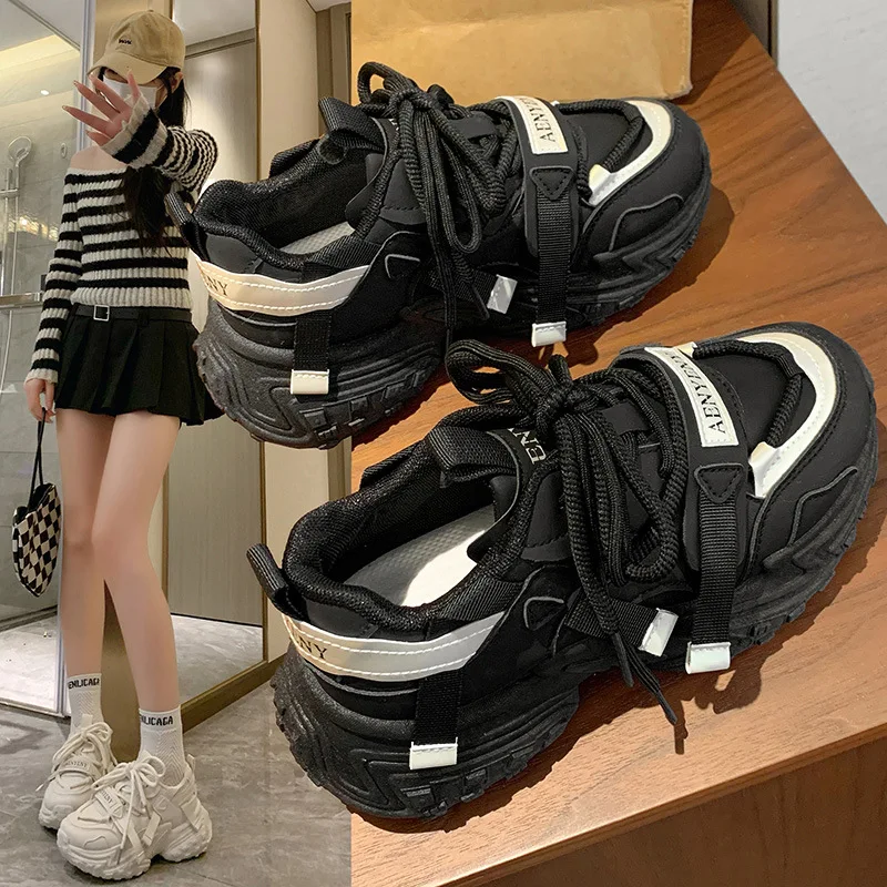 

Женская обувь на толстой подошве, вулканизированная спортивная обувь, кроссовки, дышащая обувь, повседневная обувь, удобная обувь, увеличивающая рост