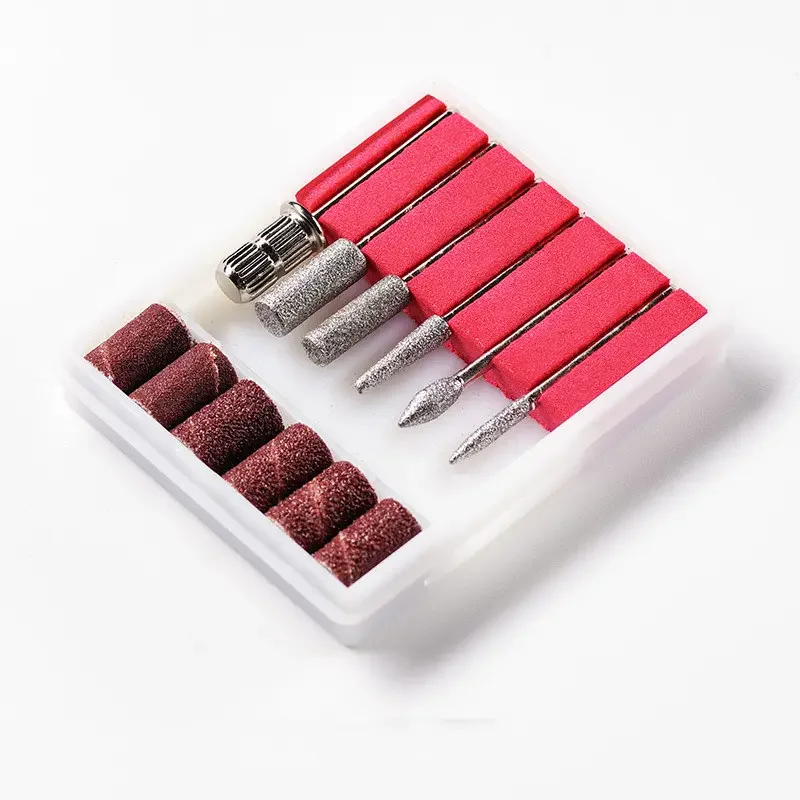 6 Teile/los Nail art Liefert Elektrische Bohrer Bits Datei Stehenden Schleifen Kopf Sand Ersatz Polnischen Maschine Set Kit Maniküre Werkzeug