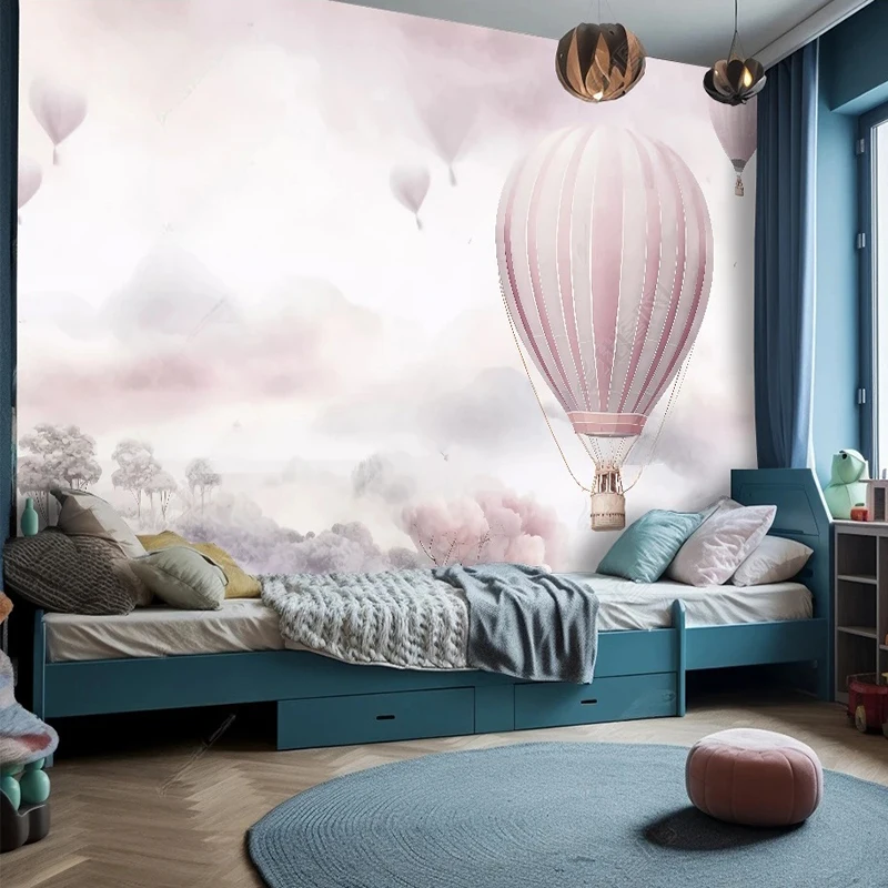 Panno da parete personalizzato cartone animato camera dei bambini sogno mongolfiera foto murale carta da parati soggiorno camera da letto