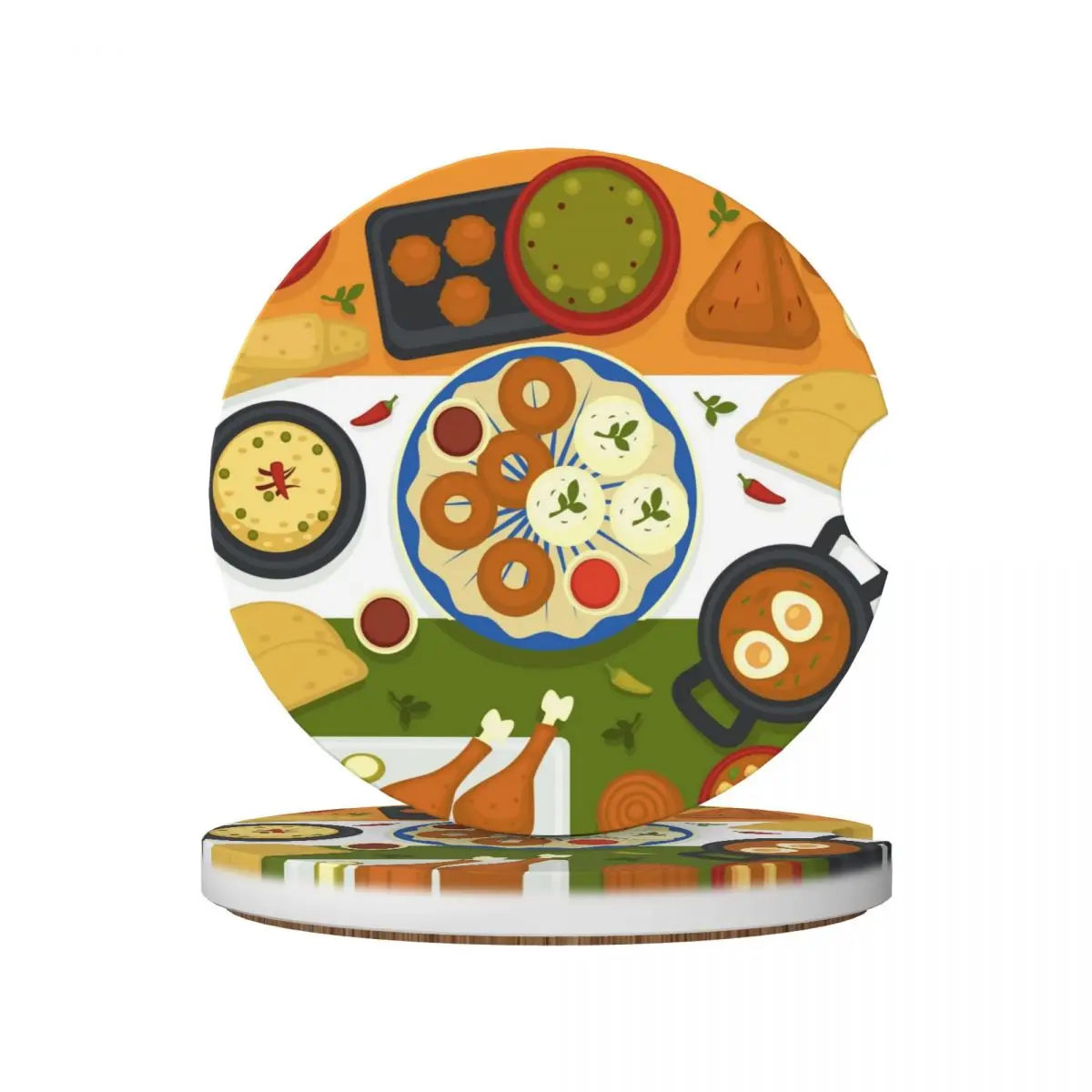 

Индийские карри для любителей еды, керамические автомобильные подставки, пробковые впитывающие держатели для напитков, 2 шт., автомобильные аксессуары унисекс