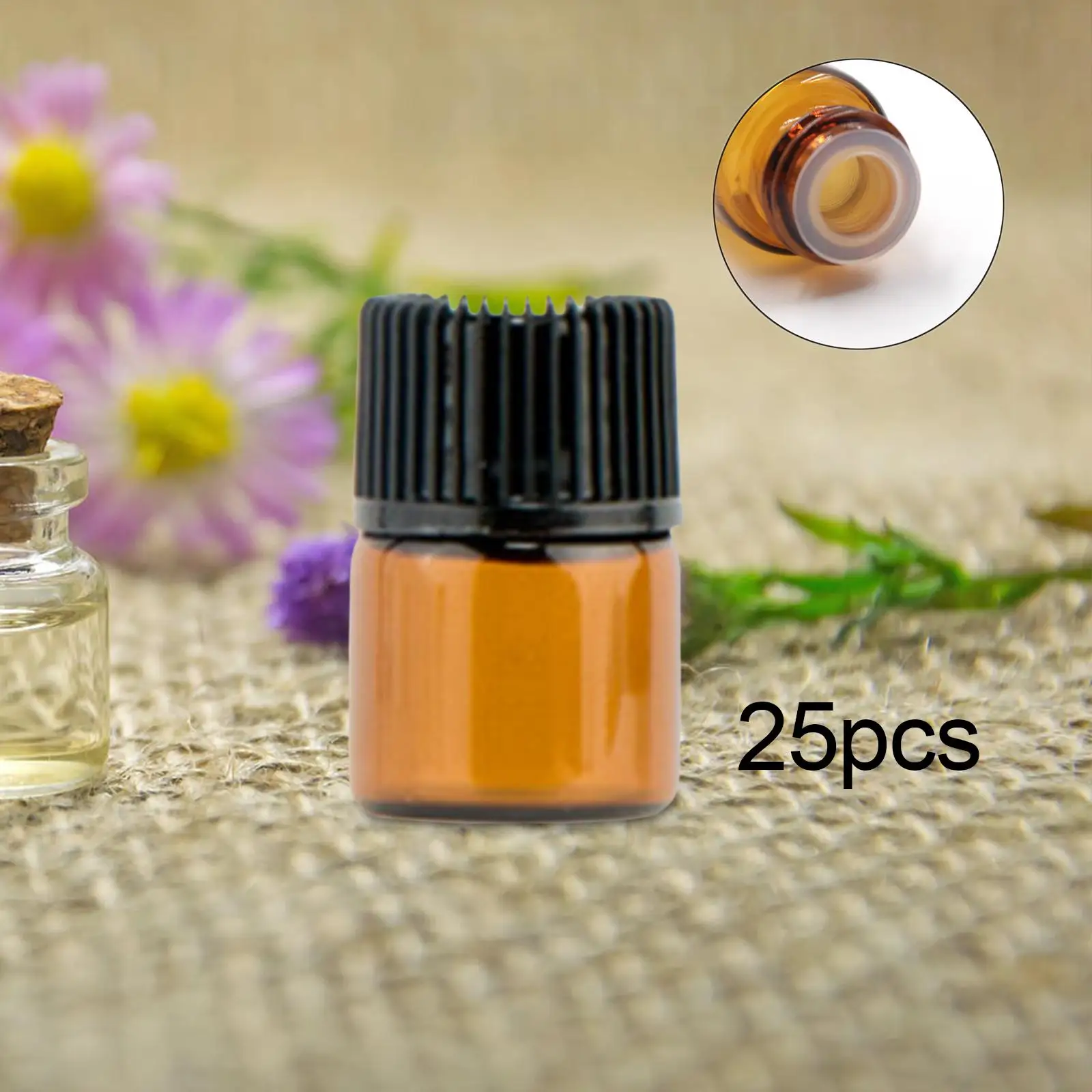 Frascos de vidrio vacíos, tubos pequeños a prueba de fugas, portátiles, color marrón, 25 piezas