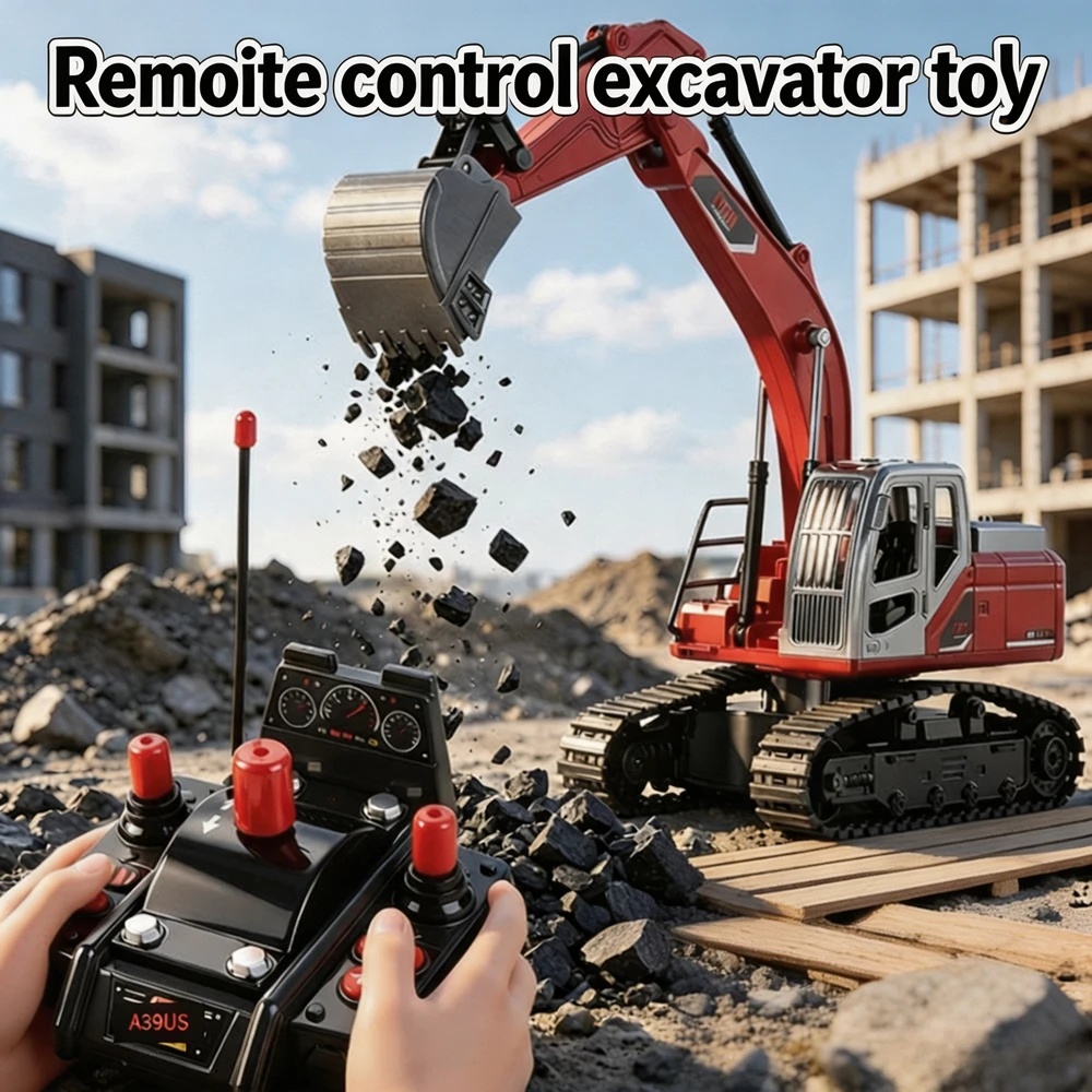 Remote Control Excavator Toy Engineering Vehicle Electric RC Digger Construction Truck Educational Play Toy Ideal Birthday Gift