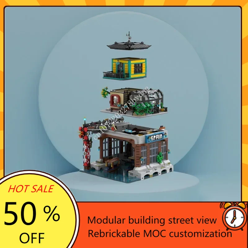 

3239 шт. NINJA City Expansion модульный MOC креативная модель с видом на улицу на заказ пазлы архитектура сборка модель игрушки подарки