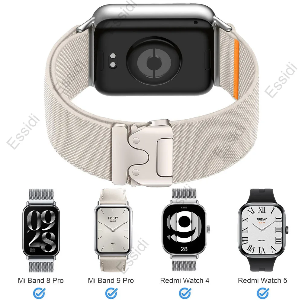 ナイロン弾性編組ナイロンストラップ Xiaomi Mi Band 9 Pro/Mi Band 8 Pro/Redmi Watch 5/Redmi Watch 4 に対応