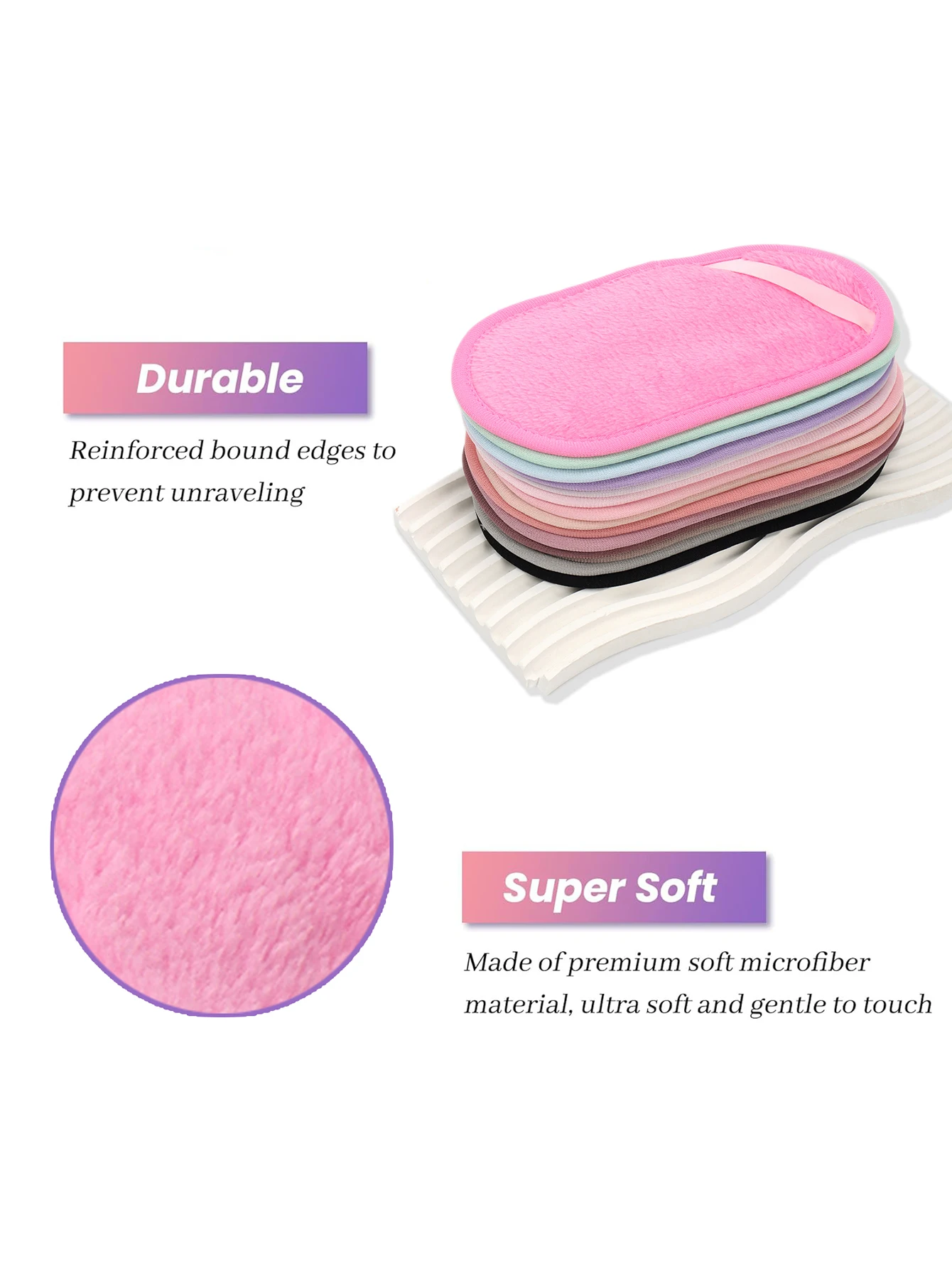 1020 ロング包帯クリーニングワイプ 6 枚、洗濯機で洗え、再利用可能なメイク落としツール、すべての肌タイプに適しています